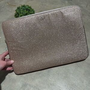 Kate Spade Rose Gold Glitter Sparkle Zipper Laptop Case Bag Holiday Festive Glam